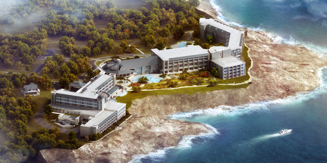 A rendering of the Cliff House hotel opening next month in Neddick, Maine.