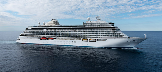 The exterior of the Regent Seven Seas Explorer.