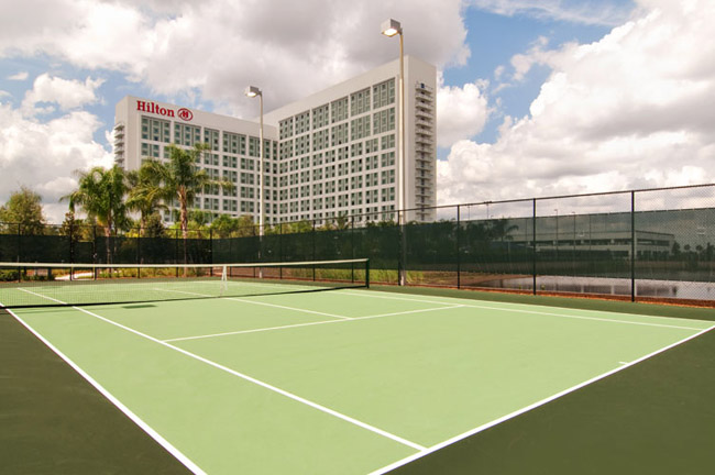 The tennis court at the Hilton, Orlando.Â