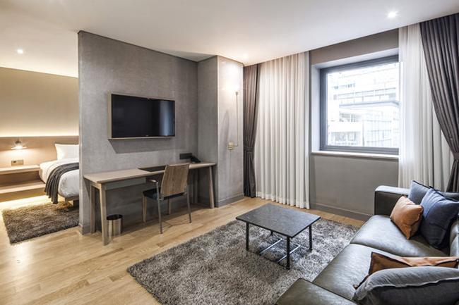 A guestroom at the new Hotel28 Myeongdong in Seoul, South Korea.