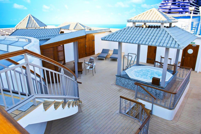 Norwegian Cruise Line’s Norwegian Dawn received major renovations after a month-long dry dock including a complete makeover to the ship’s two signature Garden Villas (seen here).