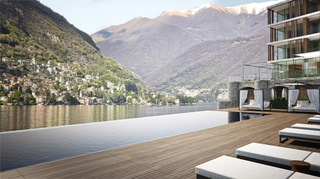 The pool at Il Sereno, Lago di Como in Lake Como, Italy.