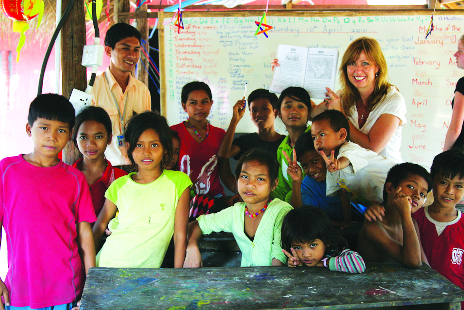 Kristin at the Opportunities and Development thru Art (ODA) Free Village English School in Siem Reap, Cambodia.