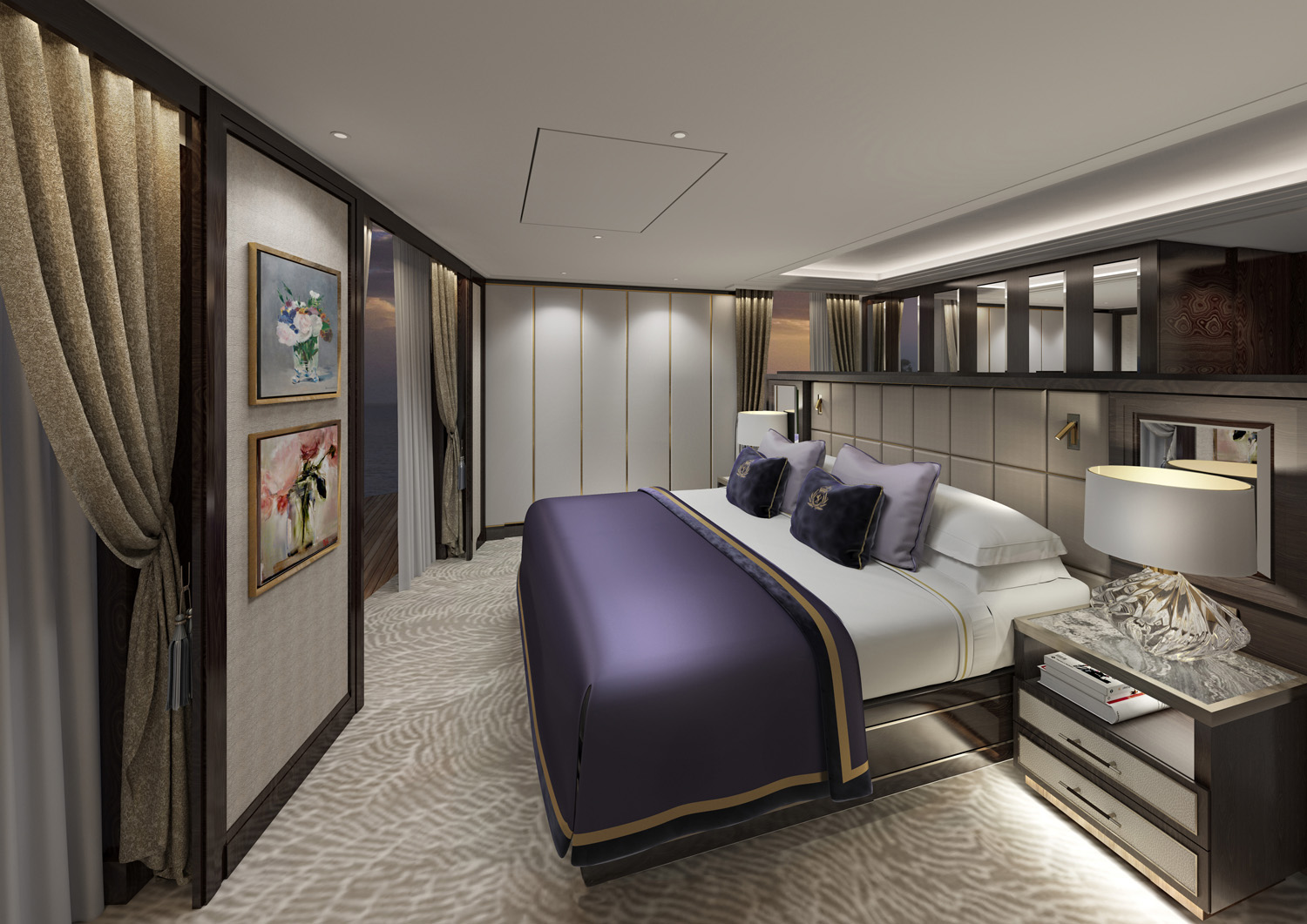 A rendering of a redesigned Cunard Grand Suite.