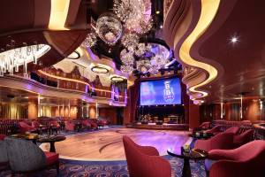 The Queen's Lounge on deck 2 of the Koningsdam hosts the eight-piece B.B. King's All-Stars Band.