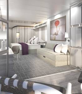 A rendering of the Edge Stateroom with Infinite Veranda.