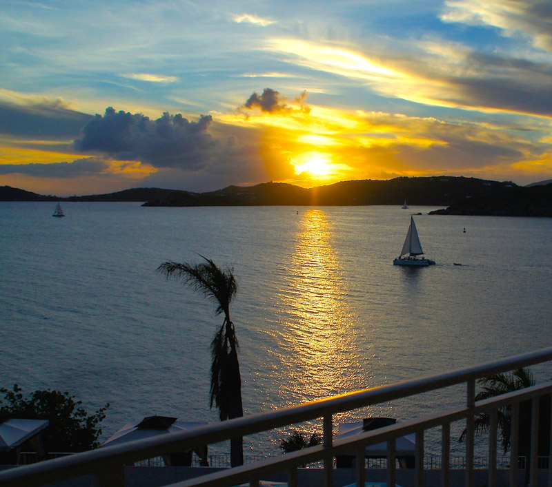 U.S. Virgin Islands sun set from the Frenchman's Reef & Morning Star Marriott Beach Resort in St. Thomas. (Photo credit: Ed Wetschler)