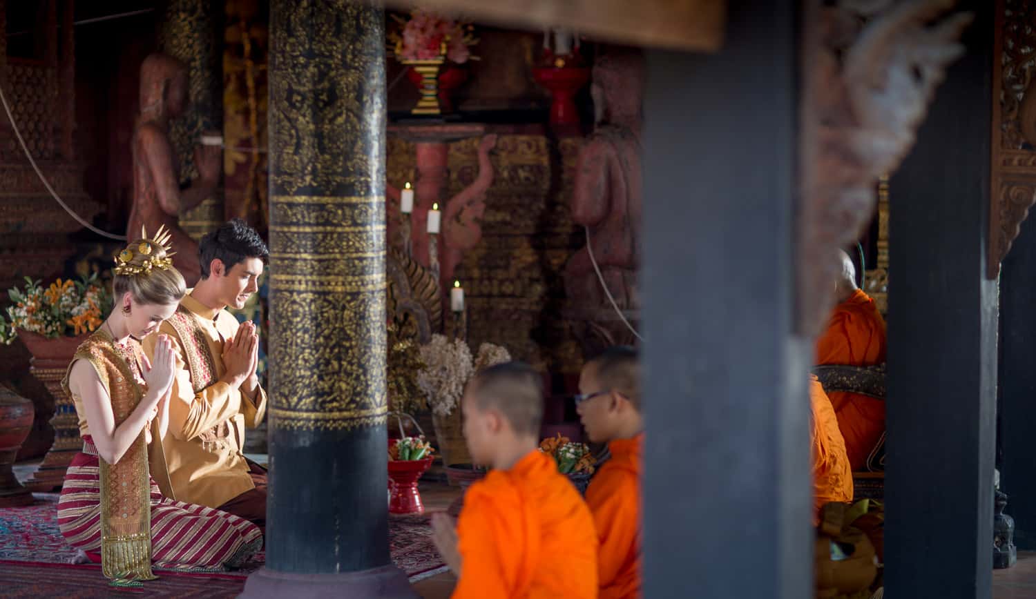 Couples can have a colorful Buddhist Lanna wedding at The Dhara Devi Chiang Mai resort in Thailand.