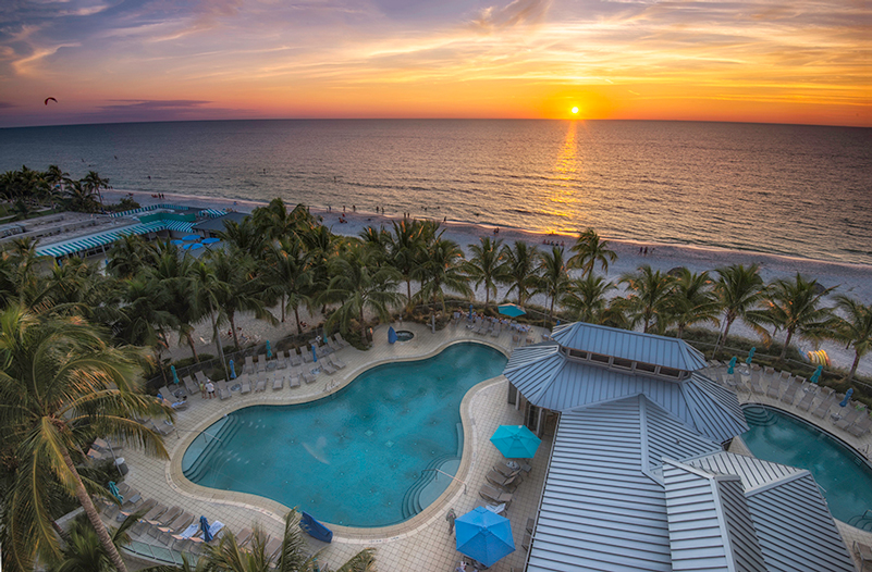 After a full Thanksgiving meal, guests can look forward to beachfront sunset views at The Naples Beach Resort & Golf Club