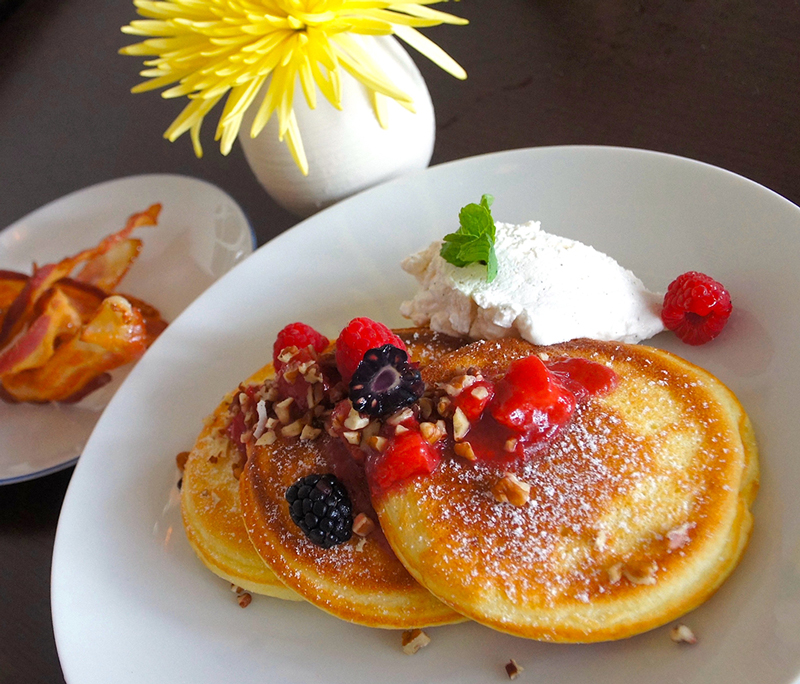 The calories from these buckwheat pancakes topped with berries were well worth it.