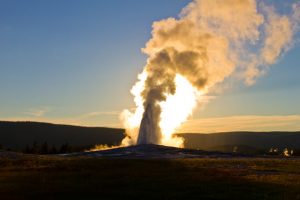 Views of Old Faithful at Yellowstone National Park at sunrise. (Photo courtesy of Austin Adventures.)