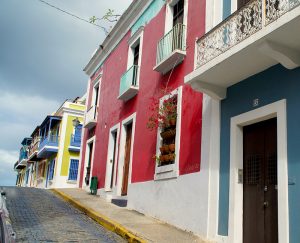 In many areas, colorful homes line the streets of San Juan. (Photo credit: Ed Wetschler)