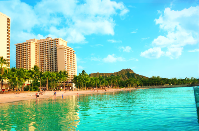Exterior and Waikiki Beach Hawaii Blue Sky Tours
