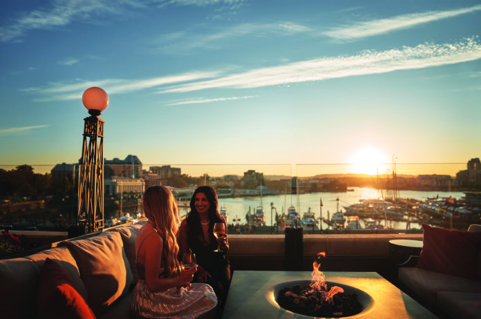Ladies on FG terrace sunset (high) fairmont